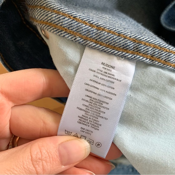 RE/DONE 90s High Rise Loose Jeans Straight Leg Distressed Button Fly Size 24 - Picture 7 of 9